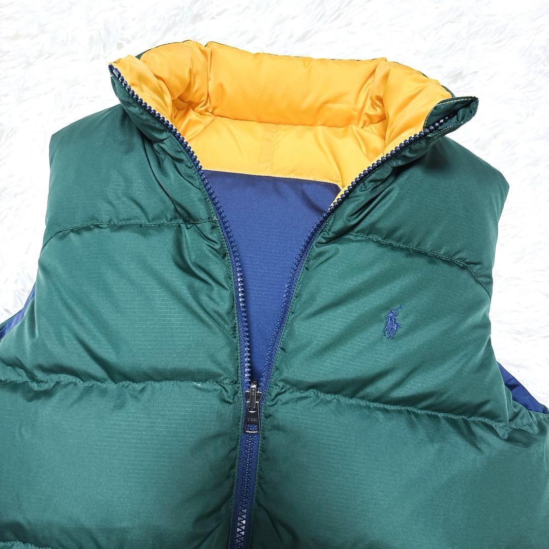 美品　ポロ　ラルフローレン　ダウンベスト　リバーシブル　ポニー　刺繍　人気　L