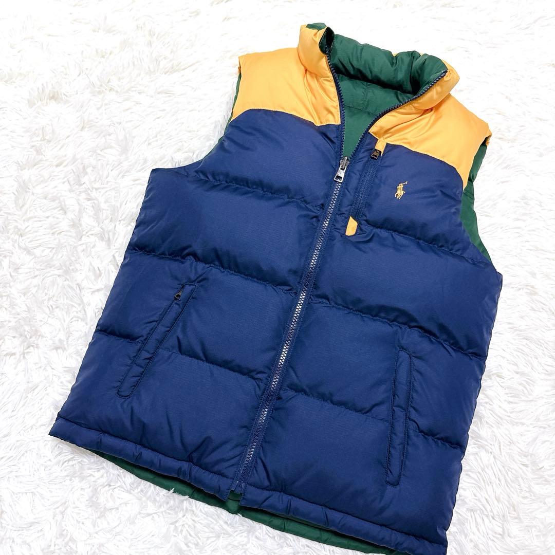 美品　ポロ　ラルフローレン　ダウンベスト　リバーシブル　ポニー　刺繍　人気　L