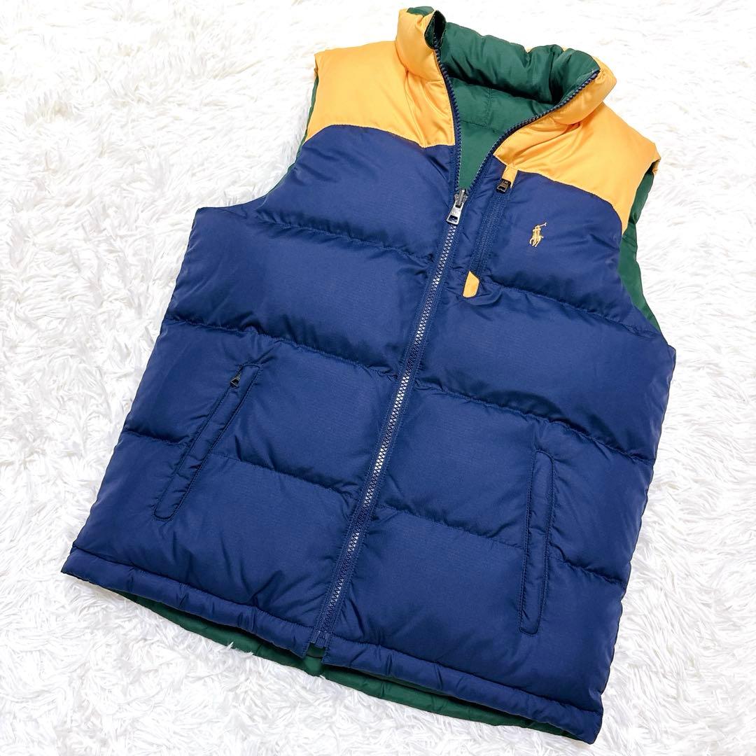 美品　ポロ　ラルフローレン　ダウンベスト　リバーシブル　ポニー　刺繍　人気　L
