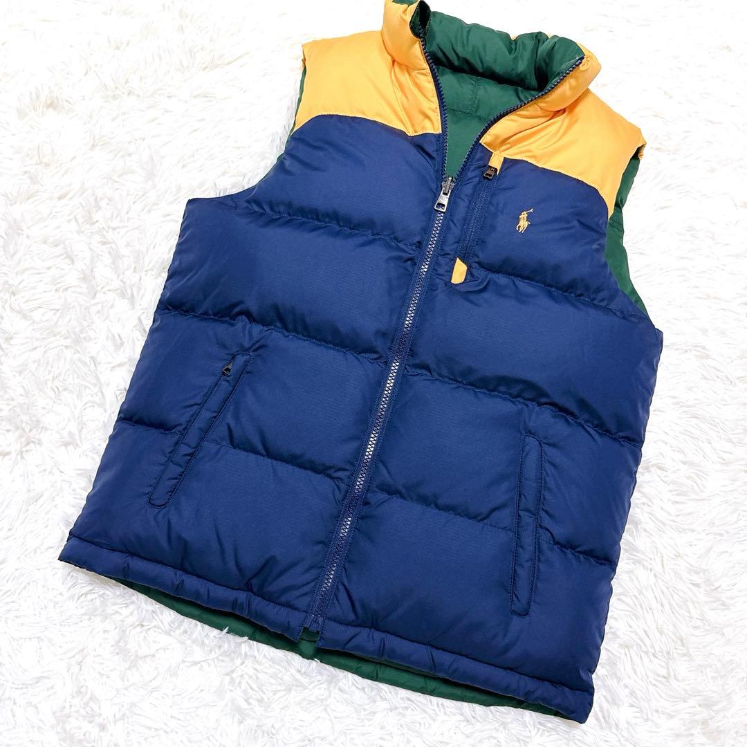 美品　ポロ　ラルフローレン　ダウンベスト　リバーシブル　ポニー　刺繍　人気　L