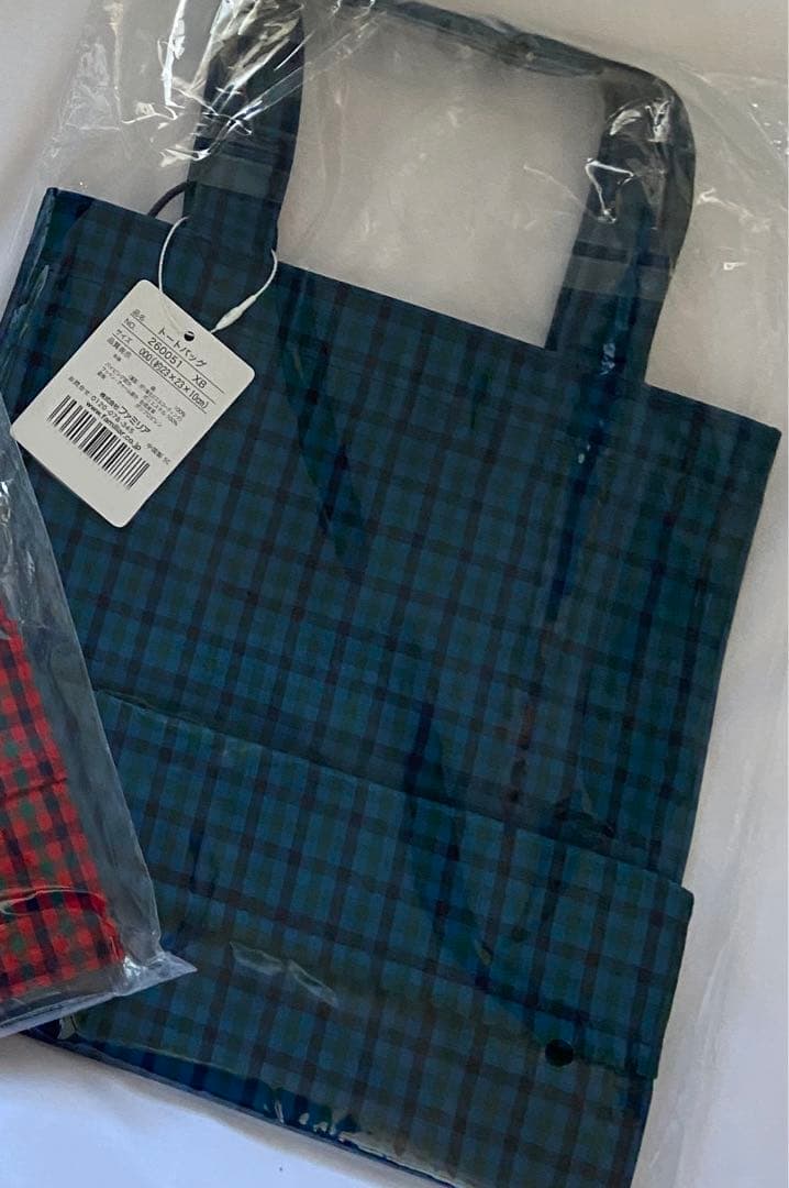 ファミリア チェック柄トートバッグ 小　青系