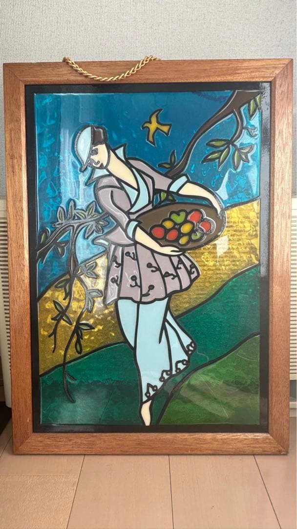 【大サイズ】　ステンドグラス　パネル　額付き