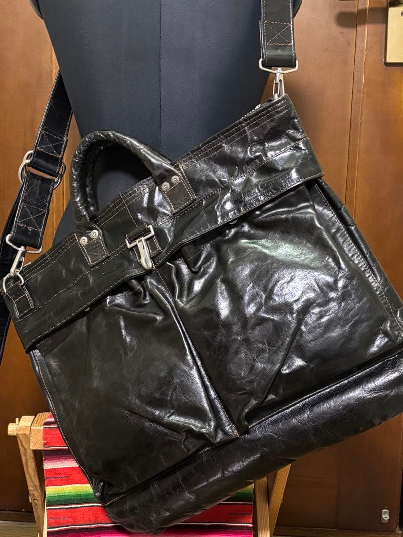 【レア品】レインボーカントリー/ヘルメットバッグ/バッファローレザー/黒