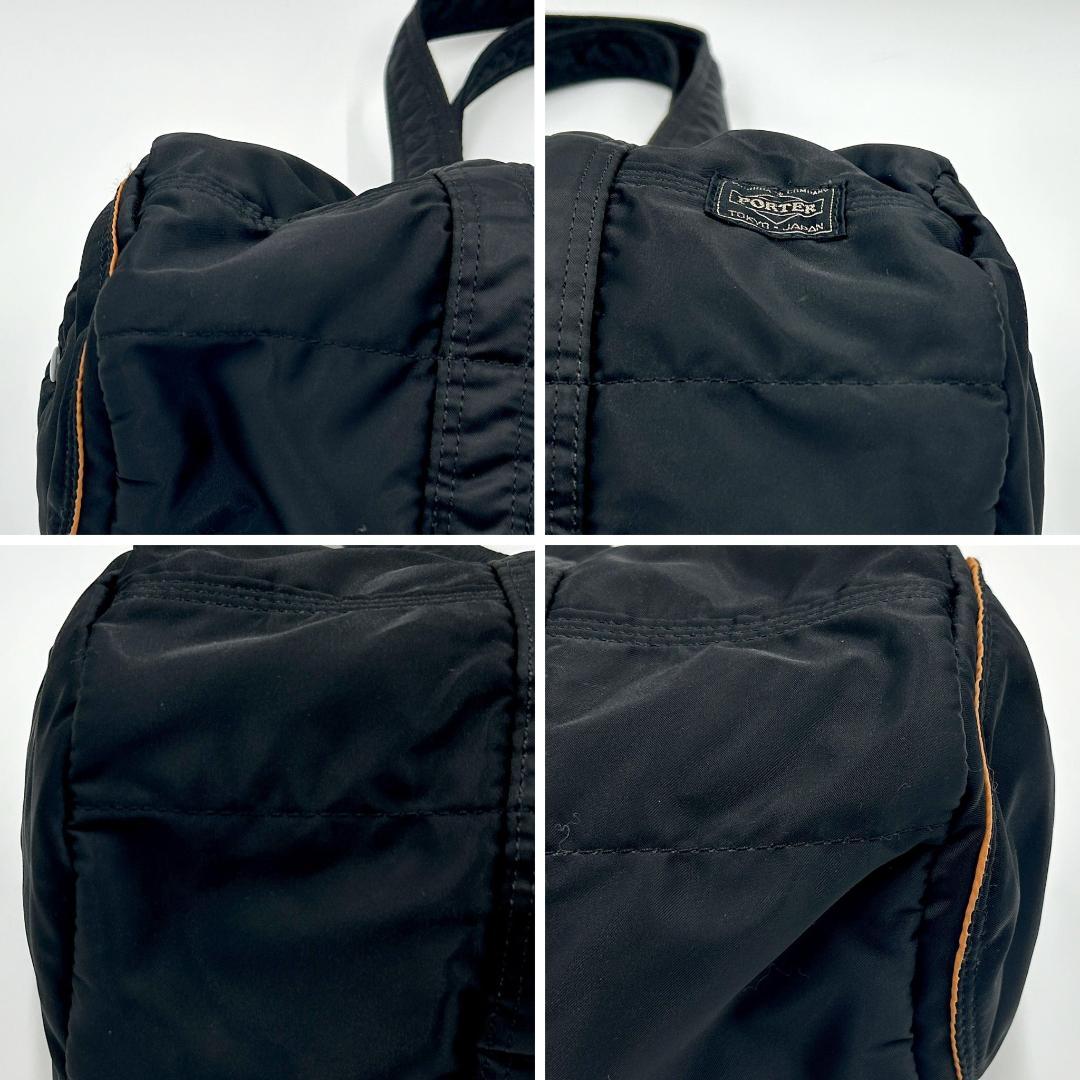 美品✨ ポーター タンカー ミニボストン バッグ 筒形 円形 ナイロン ブラック