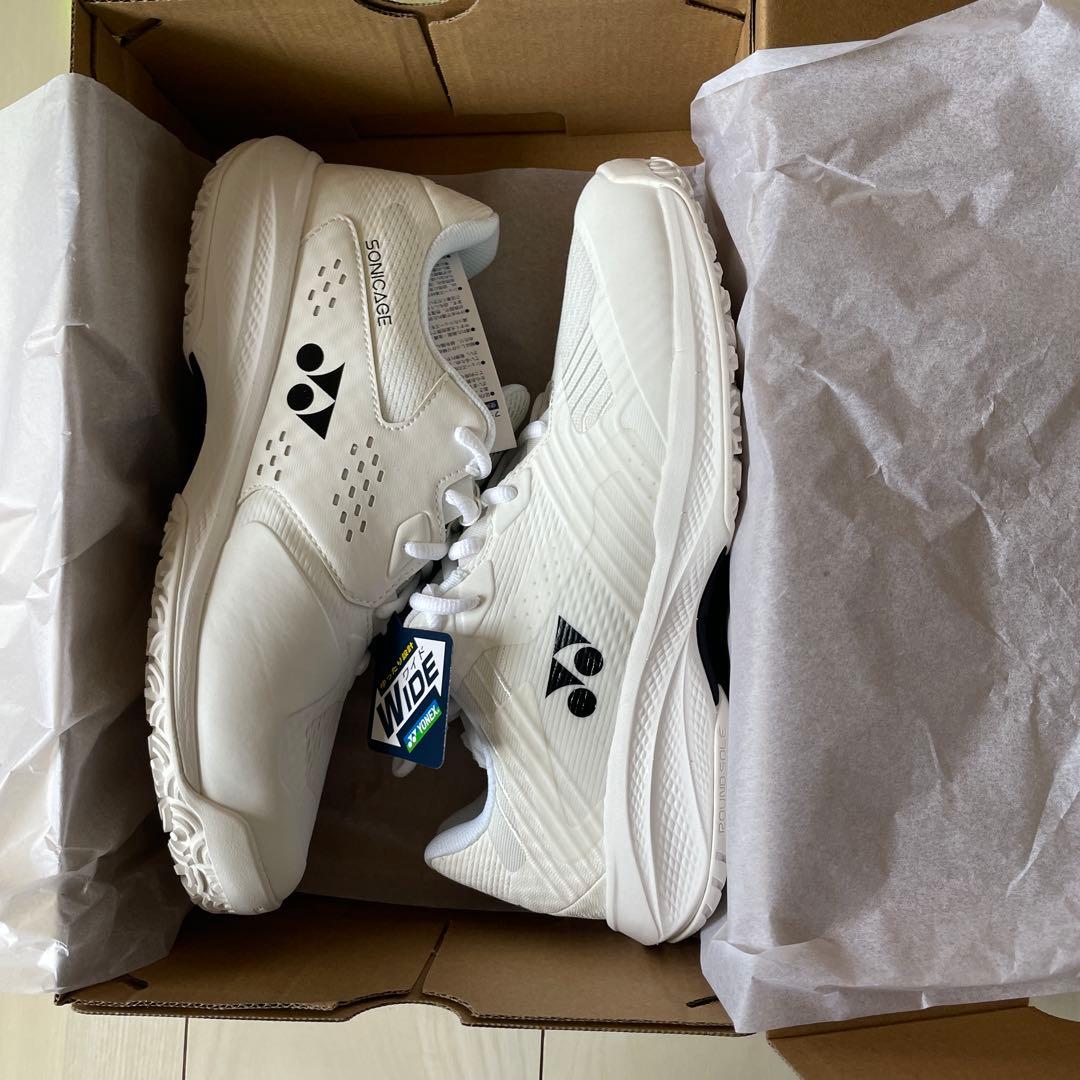 YONEX 蛍光イエロー Tシャツ M + シューズ ワイド