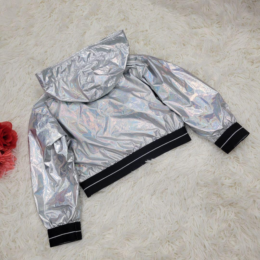 MSGM シルバー×オーロラ　ジャケット　パーカー　長袖　シャカシャカ　ダンス