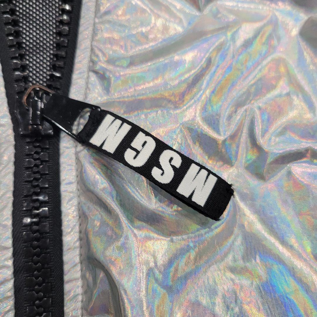 MSGM シルバー×オーロラ　ジャケット　パーカー　長袖　シャカシャカ　ダンス