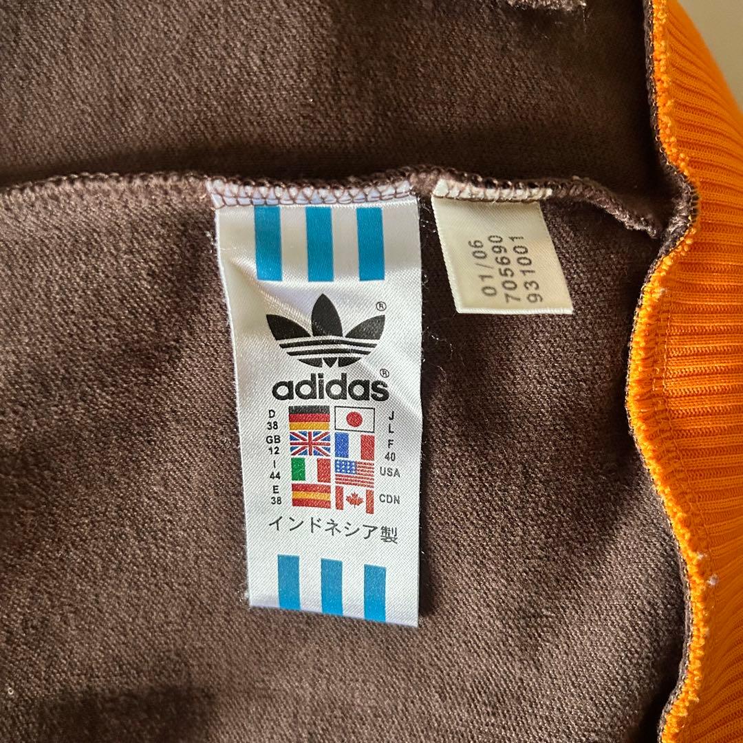 【超人気カラー】adidas ジャージ Lサイズ ブラウン/オレンジ　国旗タグ