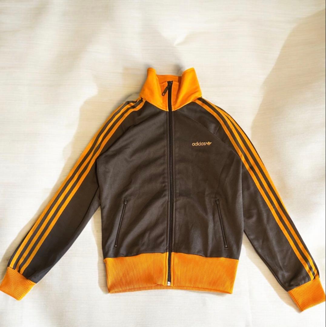 【超人気カラー】adidas ジャージ Lサイズ ブラウン/オレンジ　国旗タグ