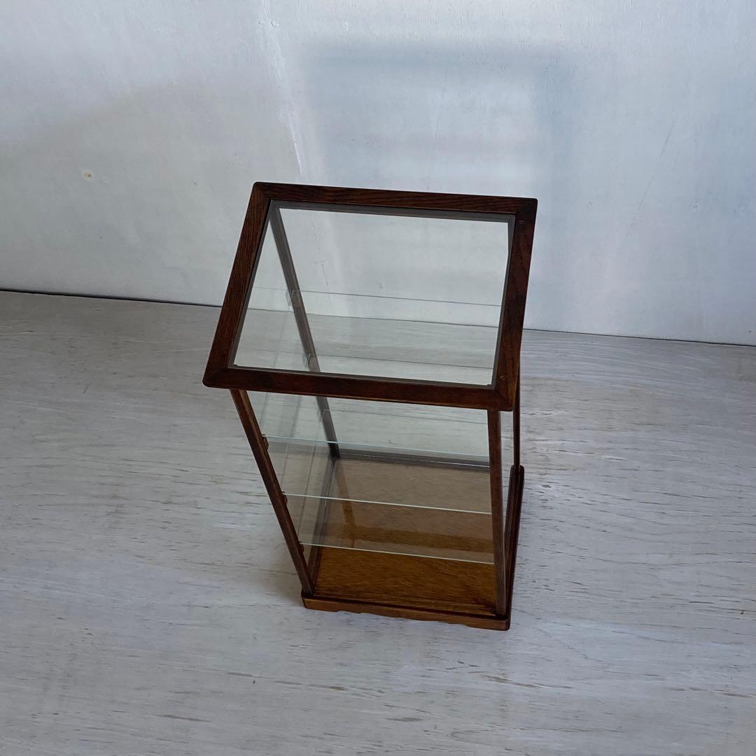 古い木製 ガラスケース 4段 ショーケース 扉なし