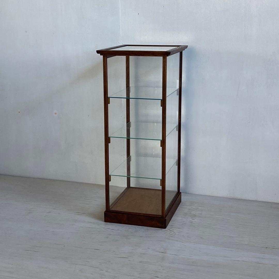 古い木製 ガラスケース 4段 ショーケース 扉なし