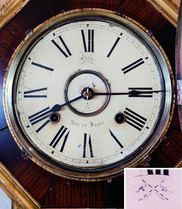 〈OH済完動・美品〉高野時計製造所旗印　金箔八角ゼンマイ振り子時計　アンティーク