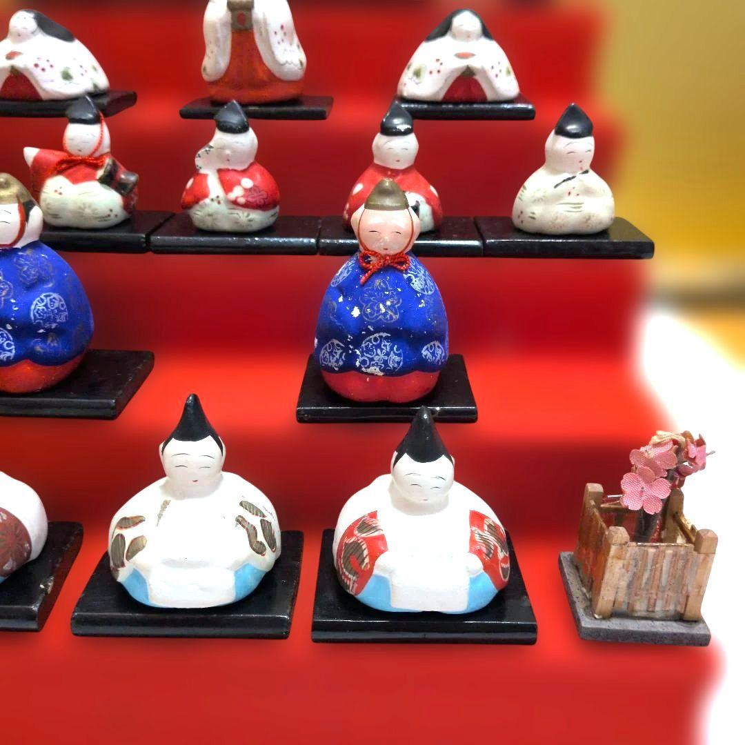 アンティークミニ雛人形　希少品！雛壇飾り土人形　可愛い　昭和レトロ
