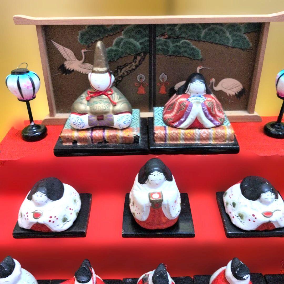 アンティークミニ雛人形　希少品！雛壇飾り土人形　可愛い　昭和レトロ