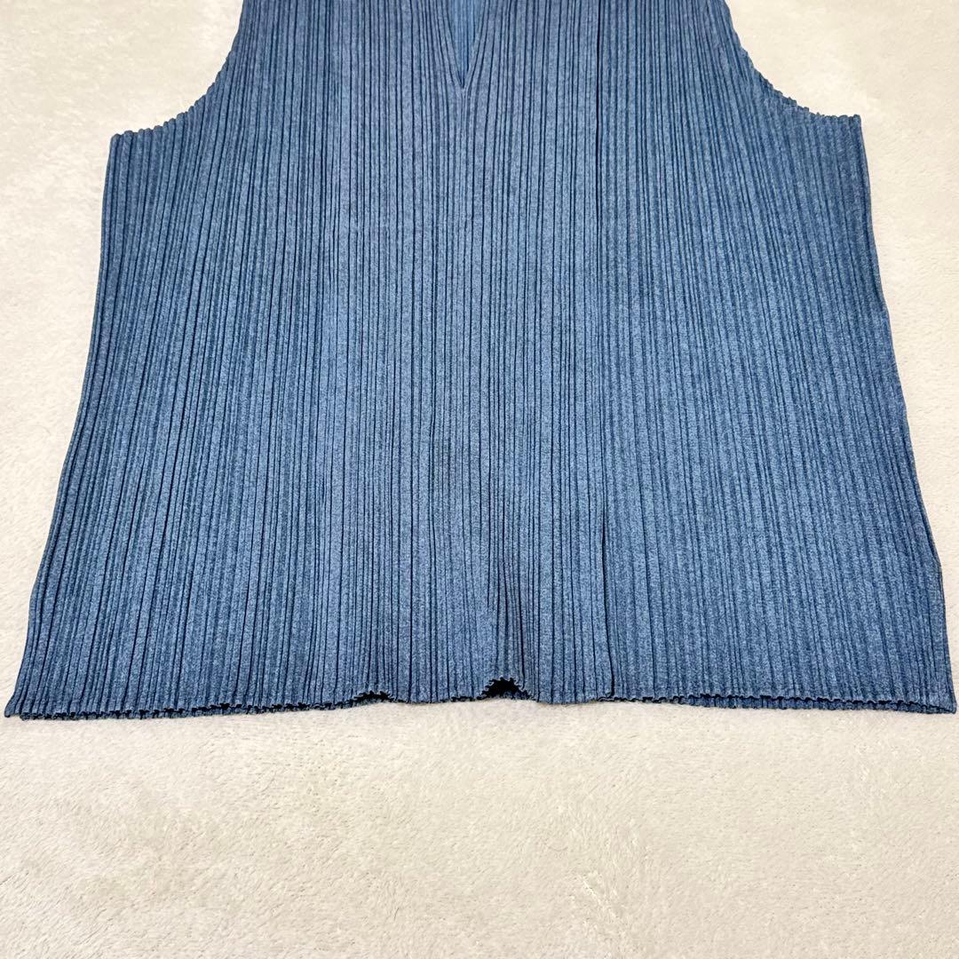 極美品✨PLEATS PLEASE プリーツ　ネイビー　ノースリーブ　スリット