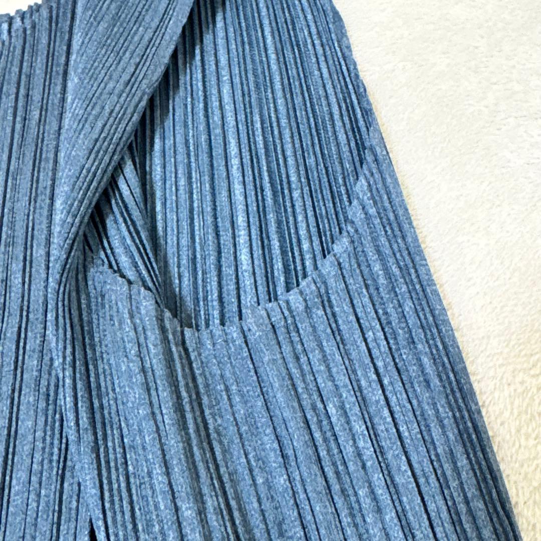 極美品✨PLEATS PLEASE プリーツ　ネイビー　ノースリーブ　スリット