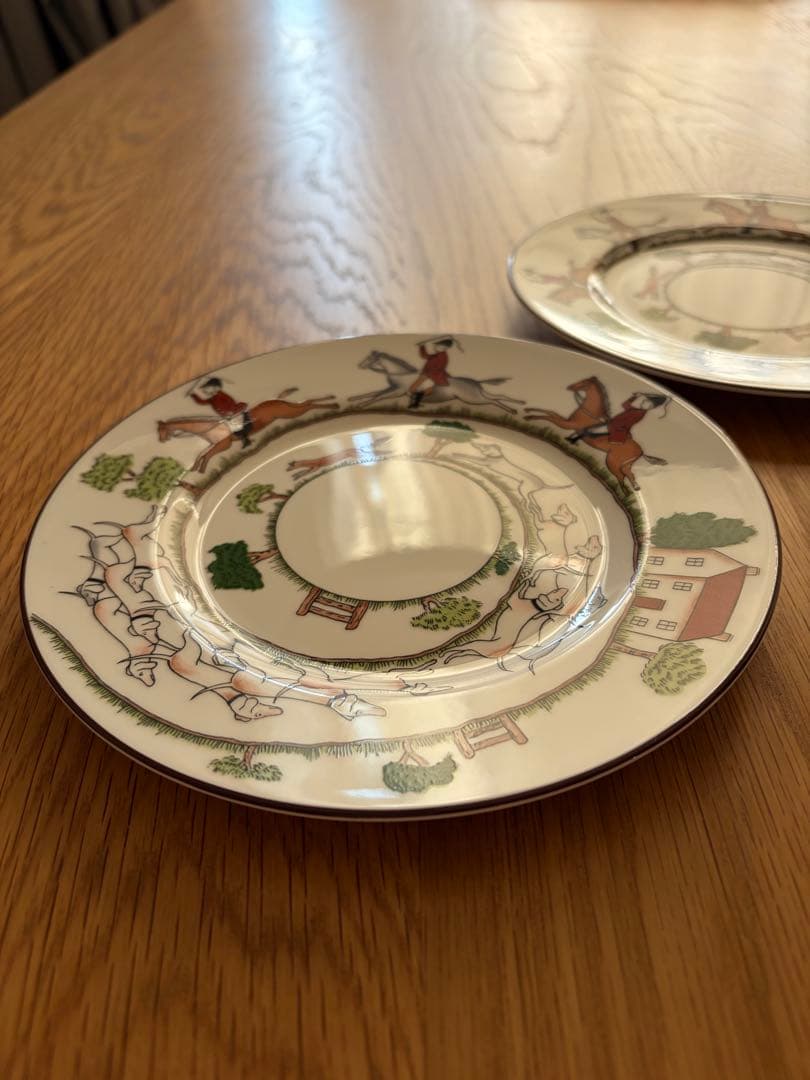 ウェッジウッド ハンティングシーン　黒壺　ケーキプレート 2枚セット