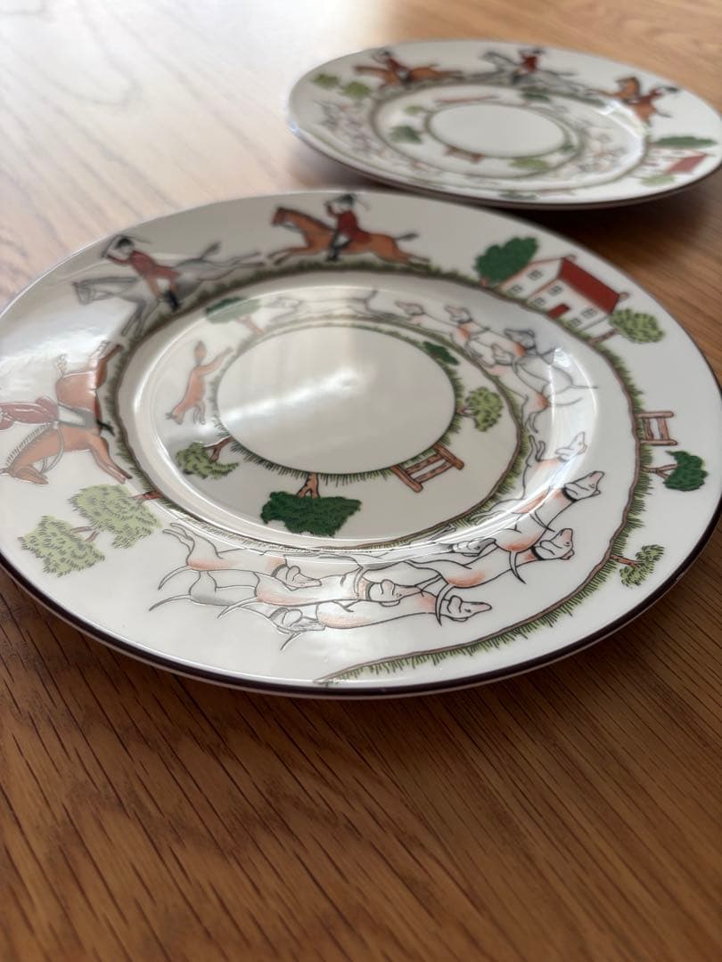 ウェッジウッド ハンティングシーン　黒壺　ケーキプレート 2枚セット