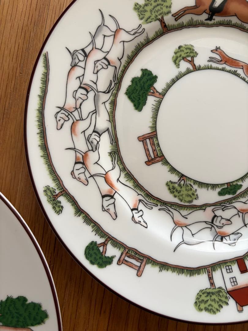 ウェッジウッド ハンティングシーン　黒壺　ケーキプレート 2枚セット