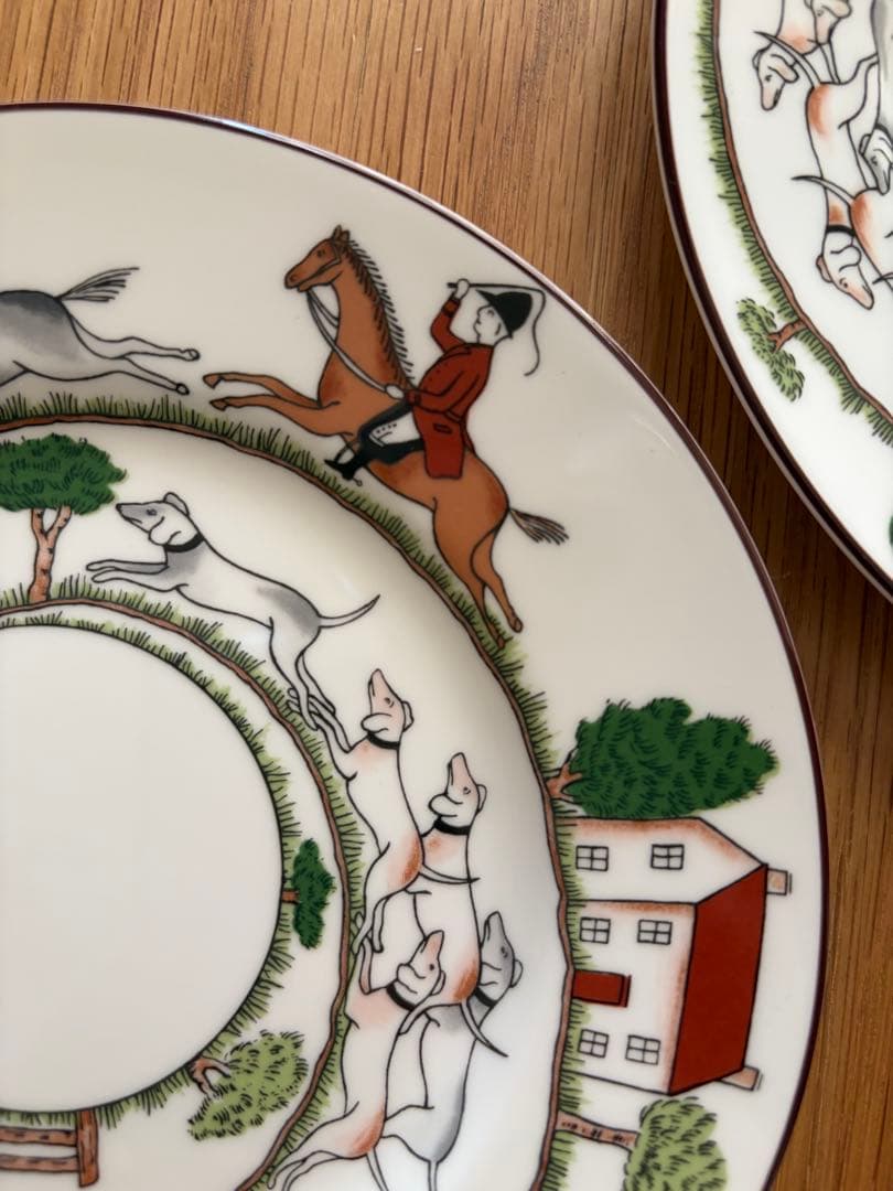 ウェッジウッド ハンティングシーン　黒壺　ケーキプレート 2枚セット