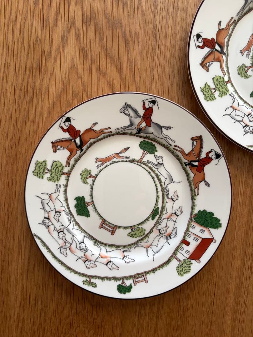 ウェッジウッド ハンティングシーン　黒壺　ケーキプレート 2枚セット