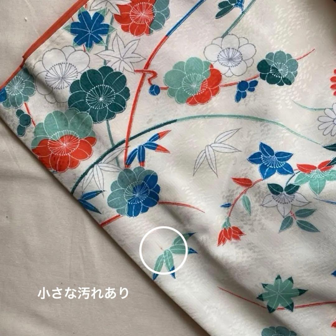 しつけ糸付き新品 小振袖 菊花小紋 単品 洗える着物