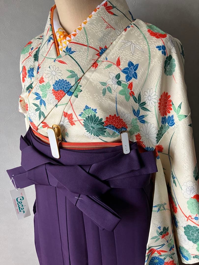 しつけ糸付き新品 小振袖 菊花小紋 単品 洗える着物