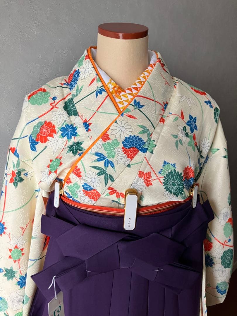 しつけ糸付き新品 小振袖 菊花小紋 単品 洗える着物