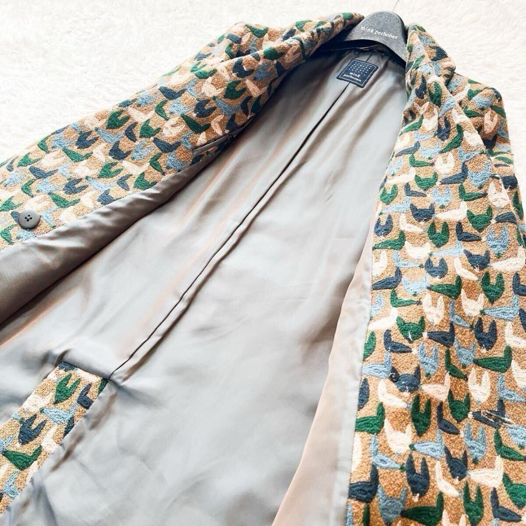 20年コレクション ミナペルホネン repo 刺繍 ダブルブレスト コート