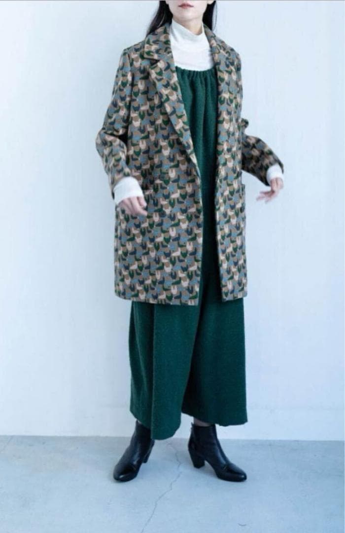 20年コレクション ミナペルホネン repo 刺繍 ダブルブレスト コート