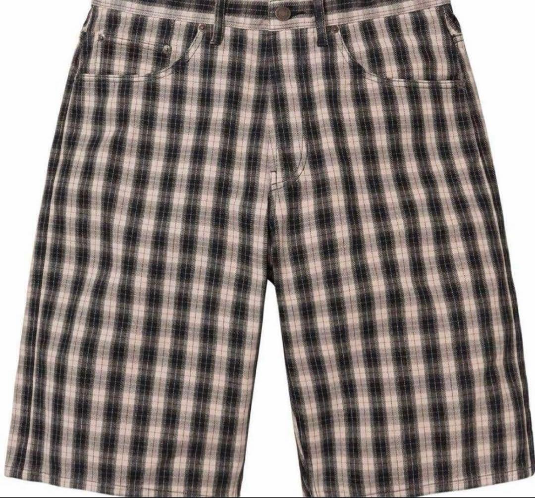 パンツ Supreme Plaid Baggy Short Black 30