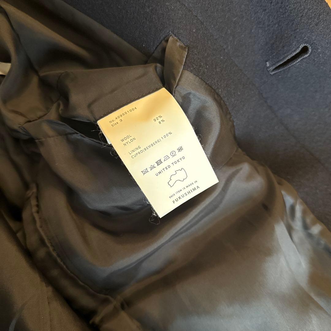 UNITED TOKYO ネイビーウールコート　サイズ3