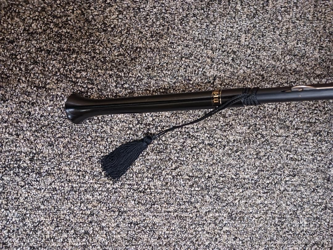 フランス製　レース黒長日傘 タッセル付き　未使用