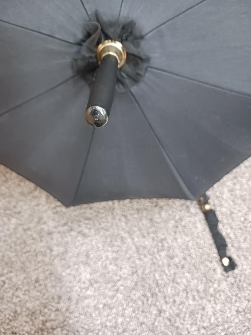フランス製　レース黒長日傘 タッセル付き　未使用