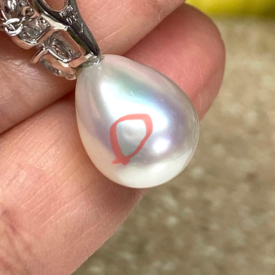 美品☆K18 WG☆銀座ミワ☆白蝶南洋真珠オーロラフェニックス×絶品ダイヤトップ