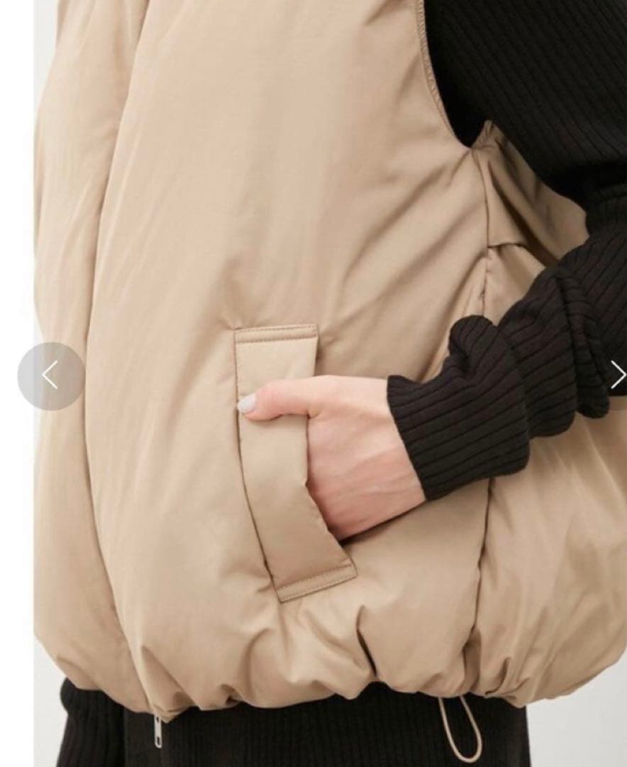 Mila Owenフード付きパテッドフレンチダウンベスト ベージュ