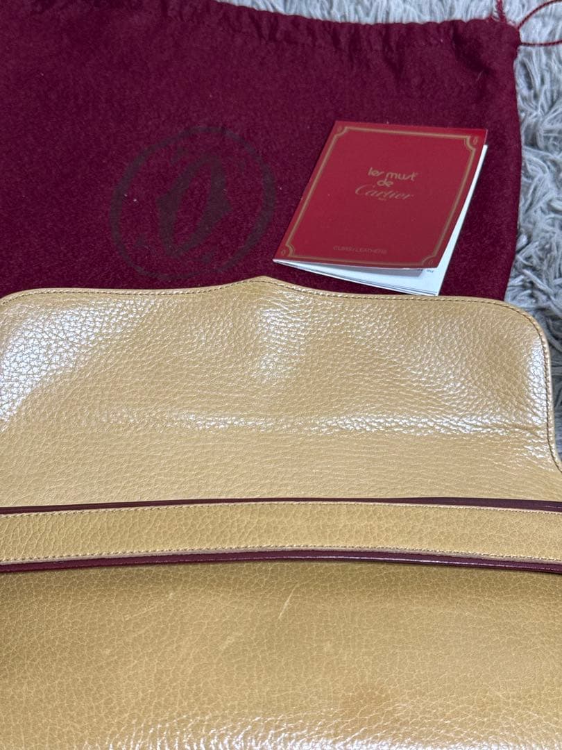 Cartier レザー クラッチバッグ ベージュ