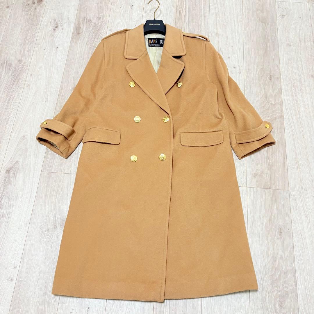 【希少】美品 ダックス カシミヤ混ロングコート 金釦 エポレット キャメル　M
