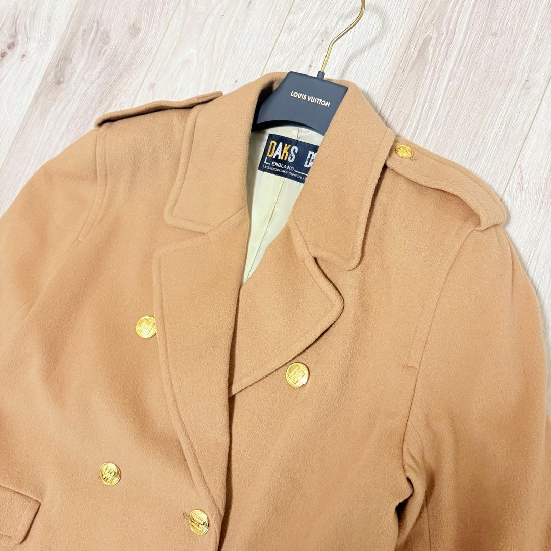 【希少】美品 ダックス カシミヤ混ロングコート 金釦 エポレット キャメル　M