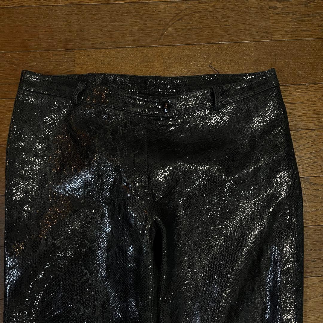 00s パイソンレザーコーティングフレアパンツアーカイブvkei opium風