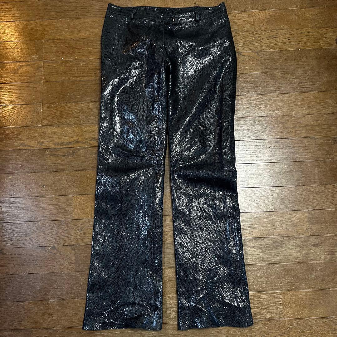 00s パイソンレザーコーティングフレアパンツアーカイブvkei opium風