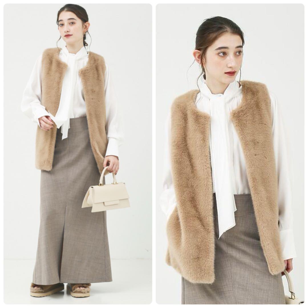 1148i 様　24AW 定価3万　ルージュヴィフ　エコファーベスト　ジレ