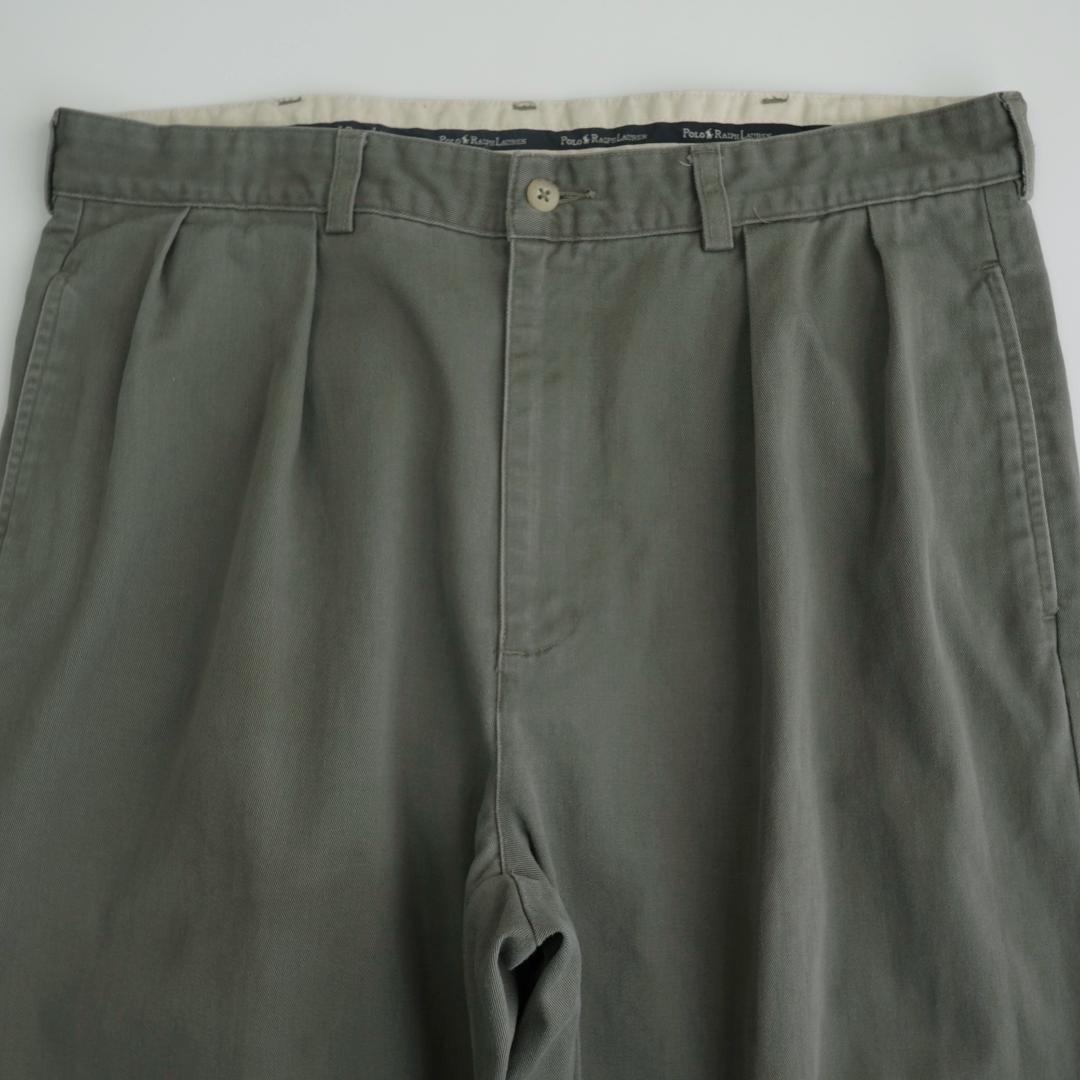 ラルフローレン 90s ツータックチノパンツ グレー 36×30.