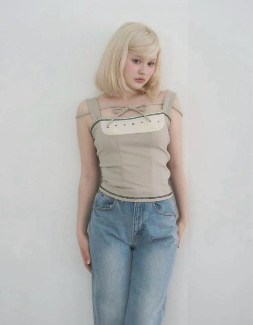andmary Luca stitch tops ベージュ