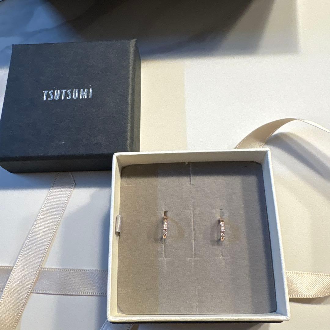 新品未使用品TSUTSUMI K10ピンクゴールドダイヤモンドピアス
