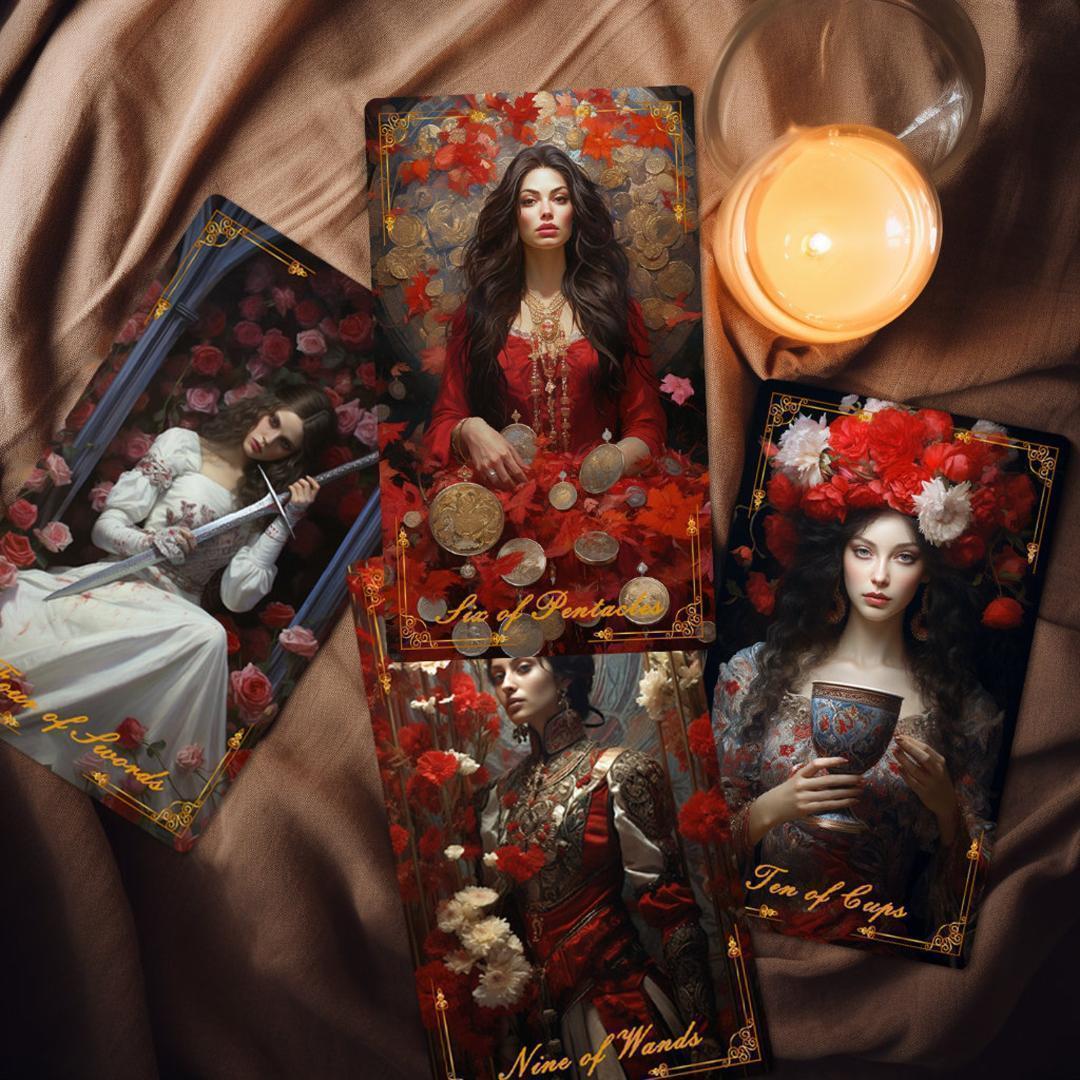 【正規品タロットカード】超美麗✨バラのデッキ✨レッドローズタロット