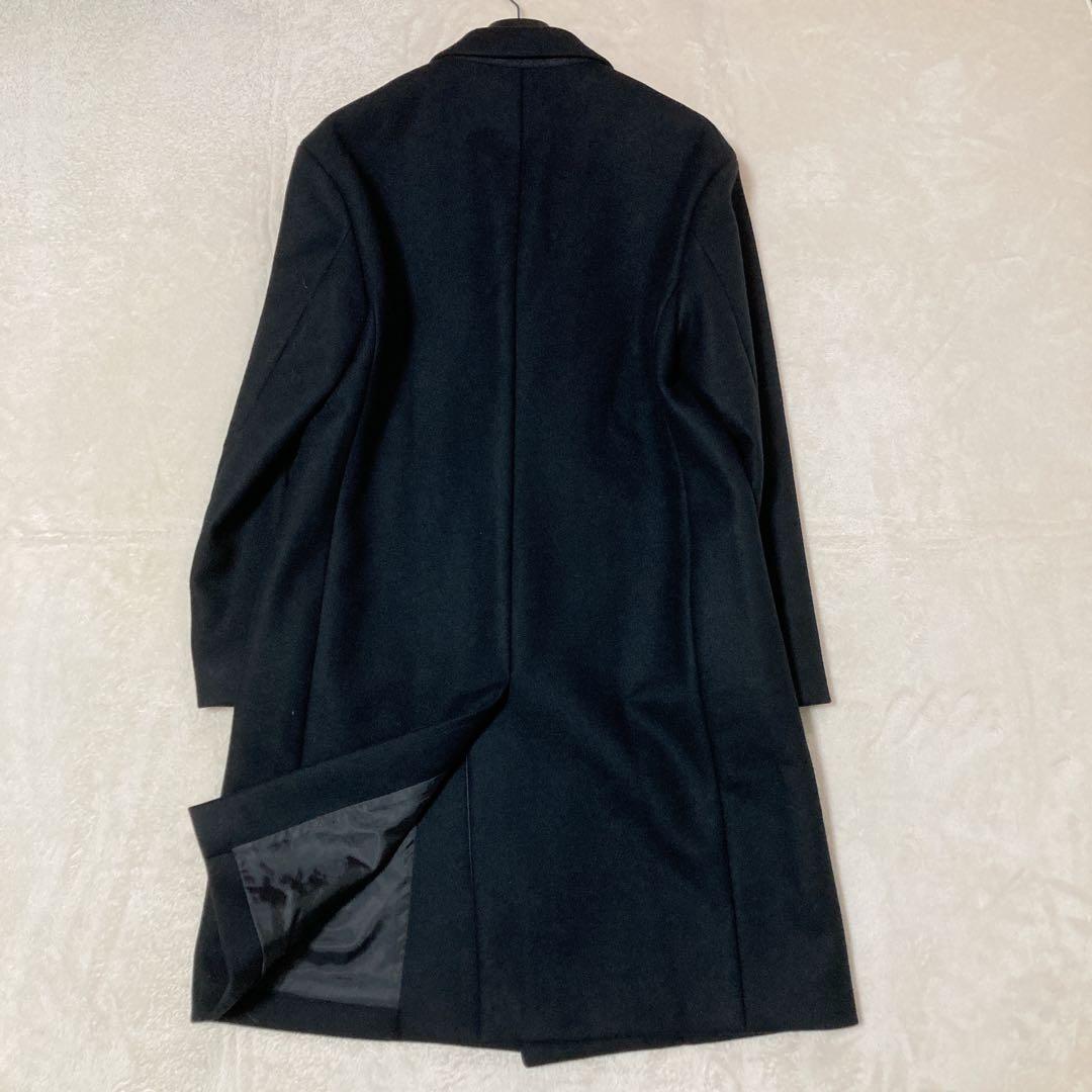 【美品】PUBLIC TOKYO メルトン ダブル チェスターコート ウール 黒