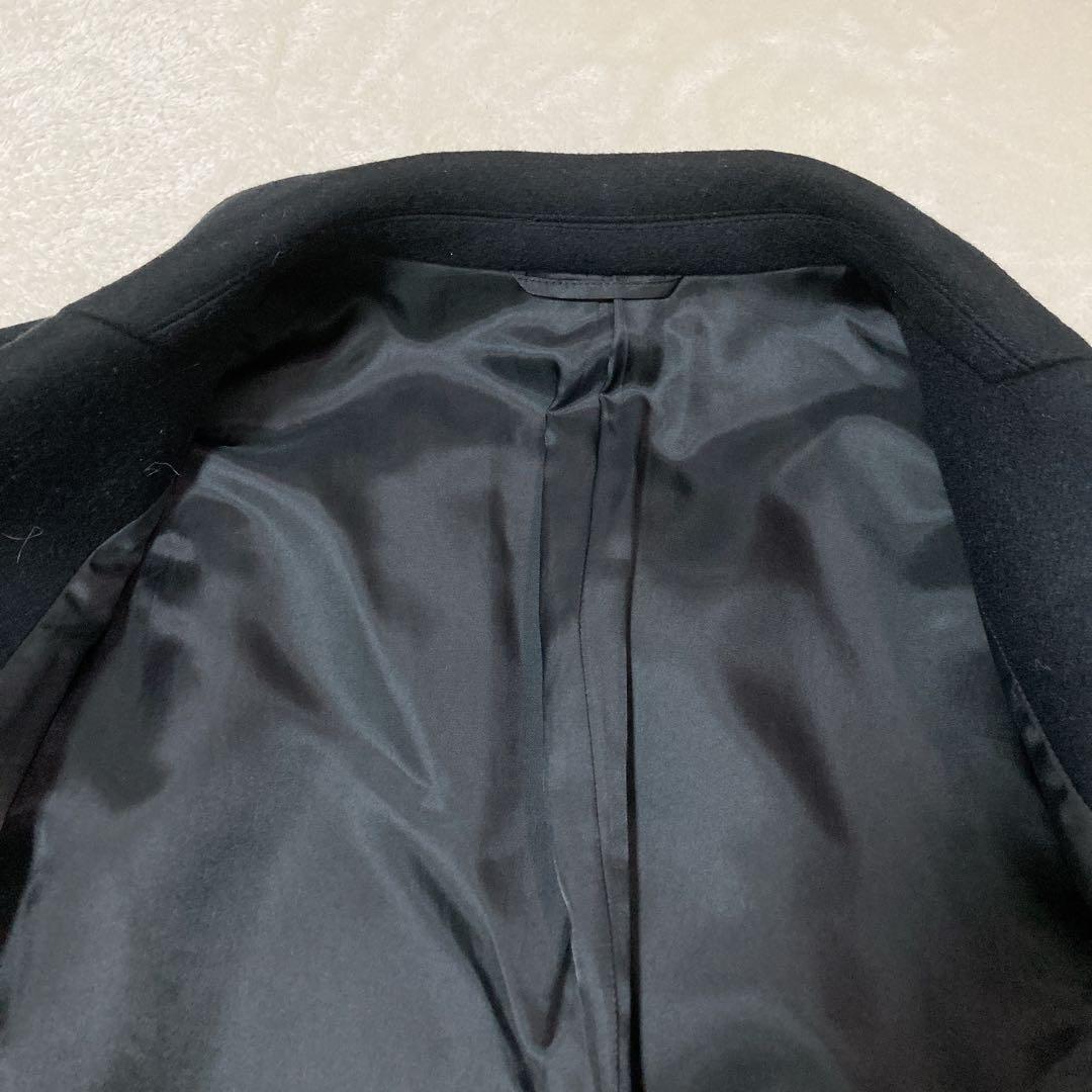 【美品】PUBLIC TOKYO メルトン ダブル チェスターコート ウール 黒