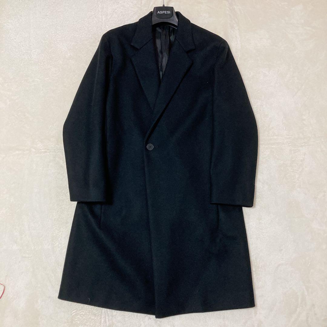 【美品】PUBLIC TOKYO メルトン ダブル チェスターコート ウール 黒