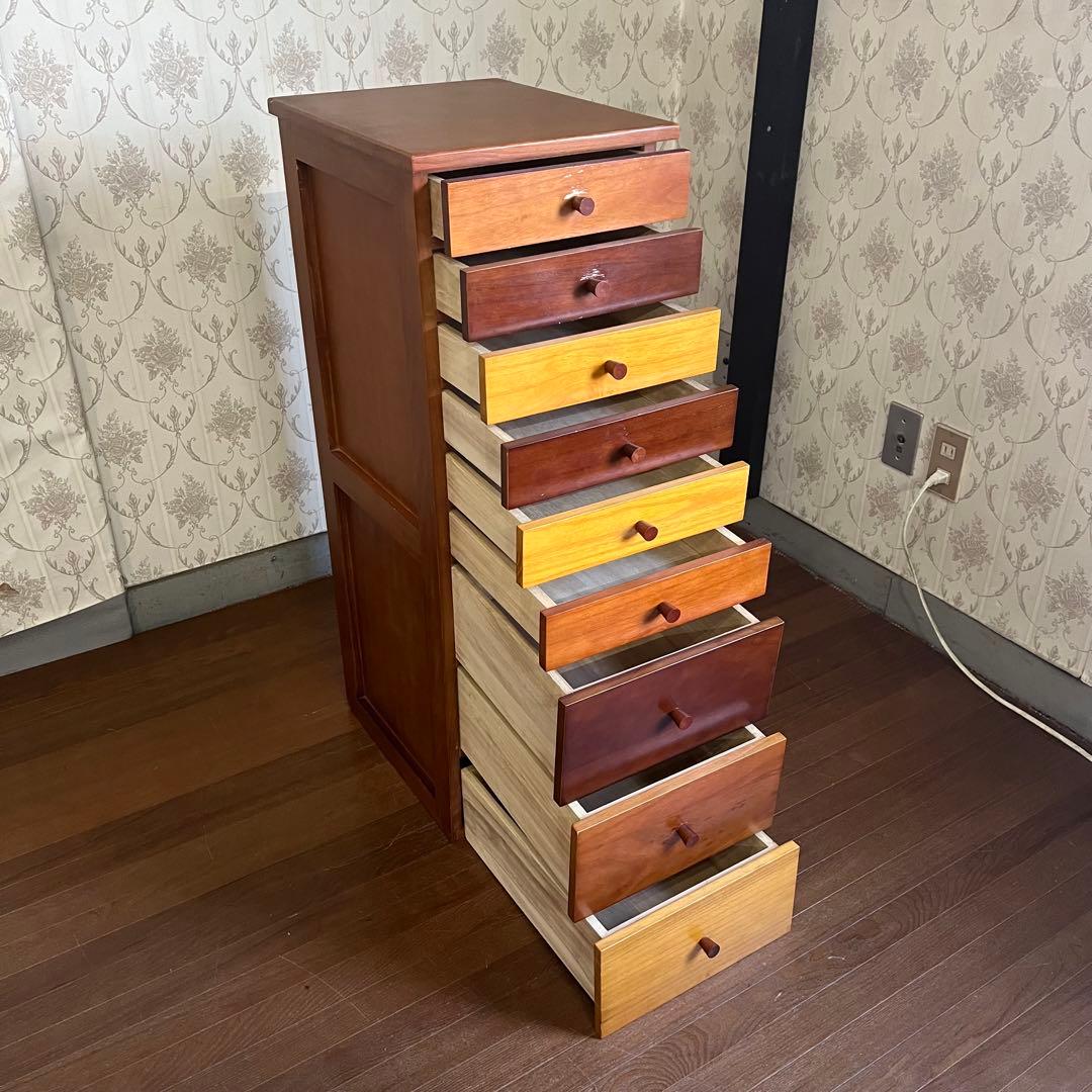 【アンティーク】木製 9杯 チェスト ナチュラルウッド 収納家具 カントリー